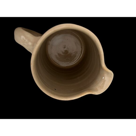 Vintage Salt Glaze Cobalt Blue Stripe Pottery Pitcher 7.75" Hand Thrown - Picture 13 of 14